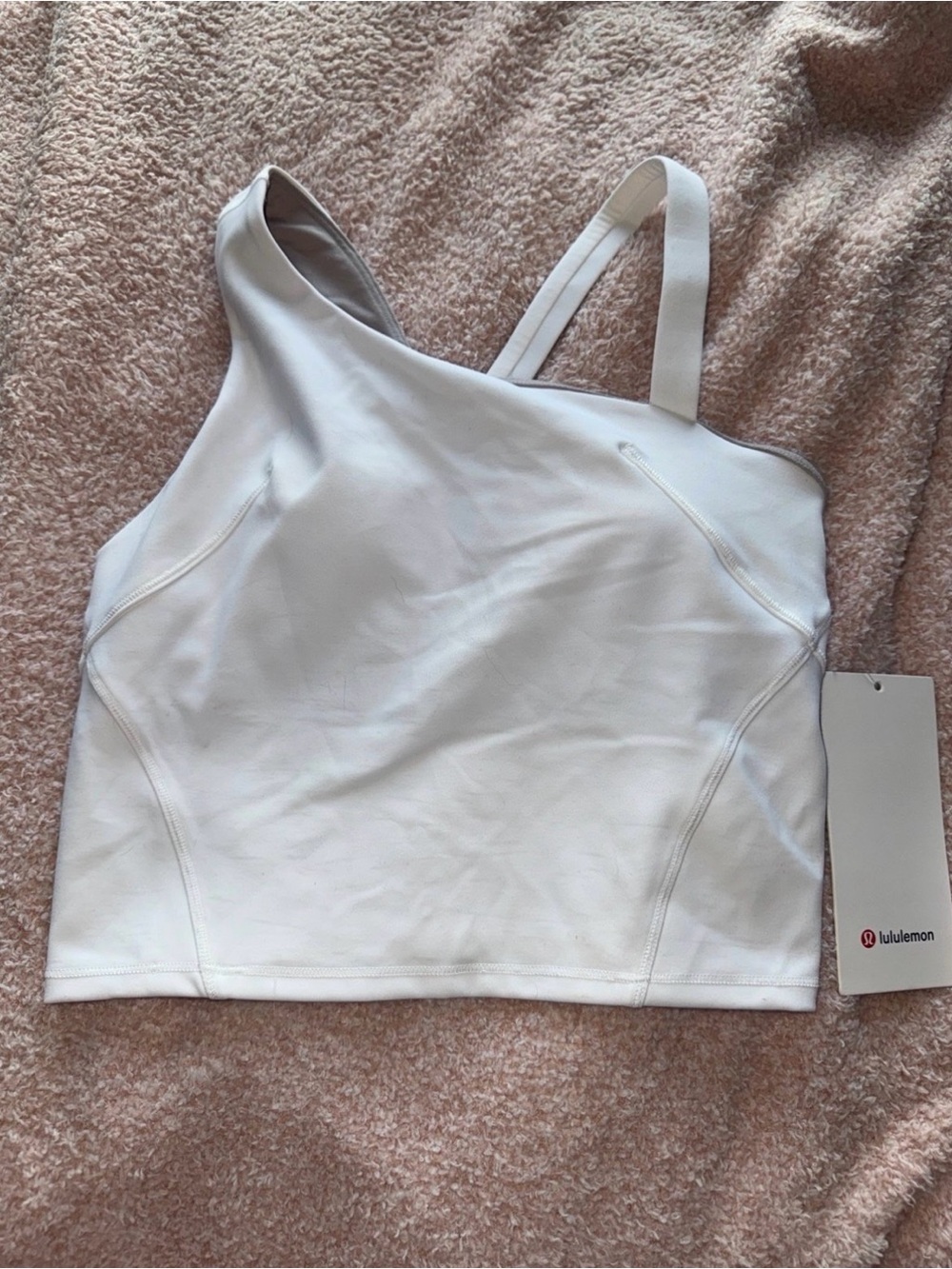 lululemon athletica everlux White asymmetrical Crop tennis Tank